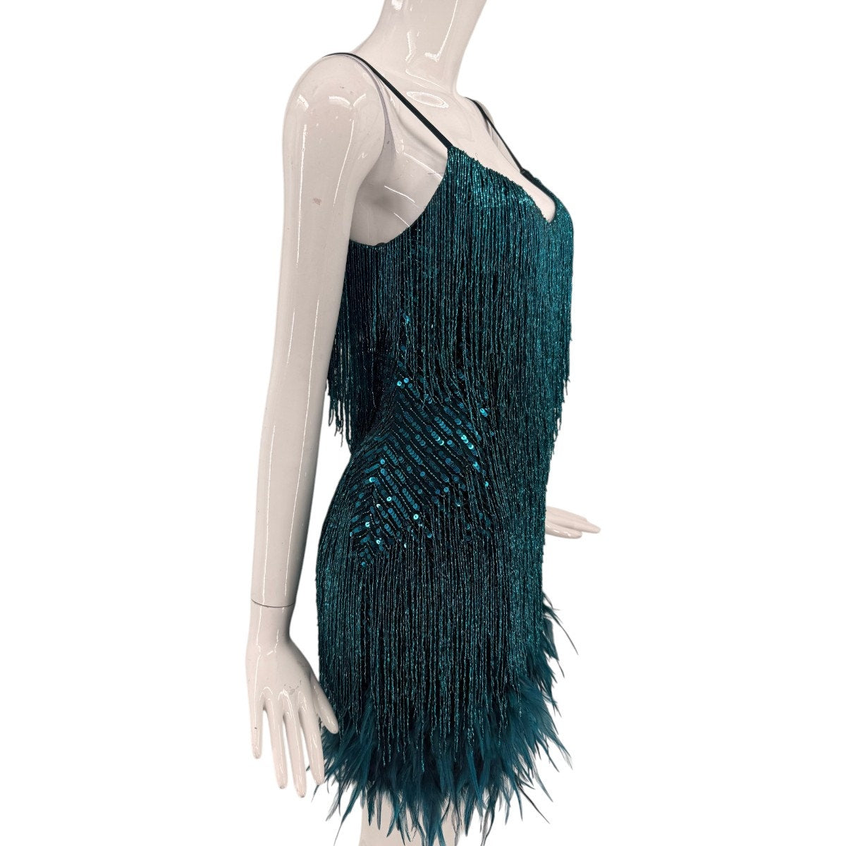 Nadine Merabi Lottie Sequined Tassled Sleeveless Mini Dress