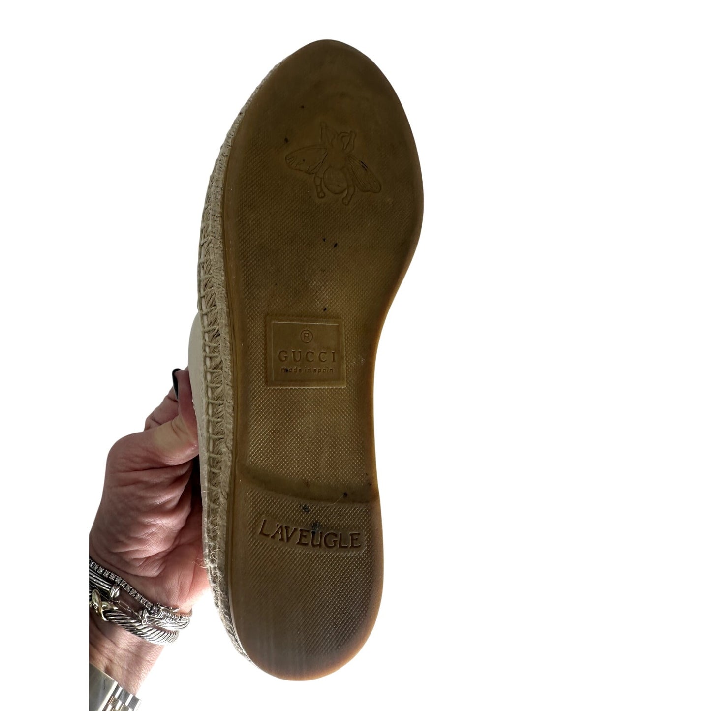 Gucci Leather Quilted GG Logo Espadrille Flats