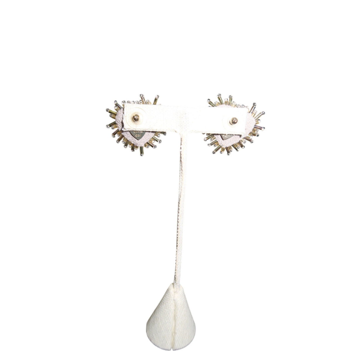 Olivia Dar Sparkle Heart Silk Earrings Silver Gold Beaded Heart Studs