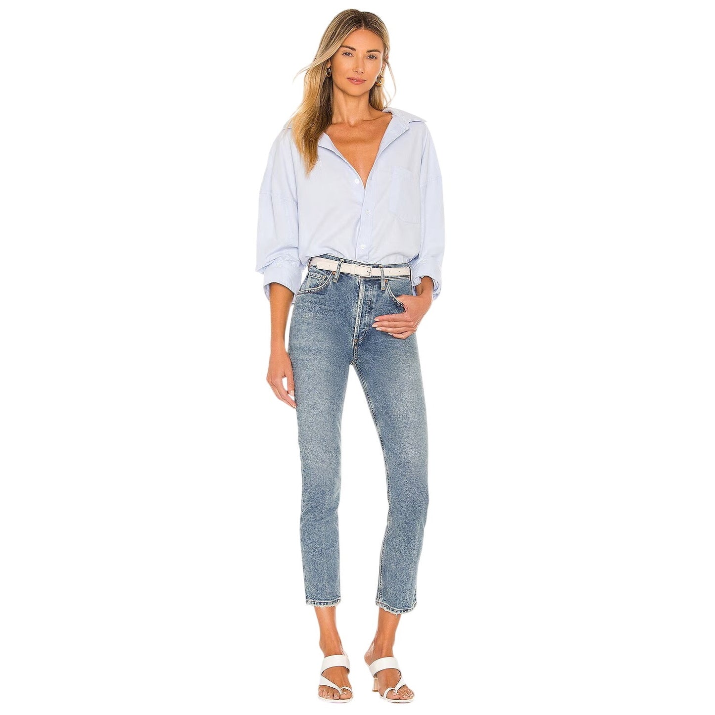 Citizens of Humanity Blue Cotton Jolene High Rise Vintage Slim Jeans