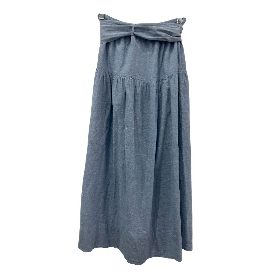 The Great Cotton Chambray Ruffled Collar Blouse Maxi Skirt