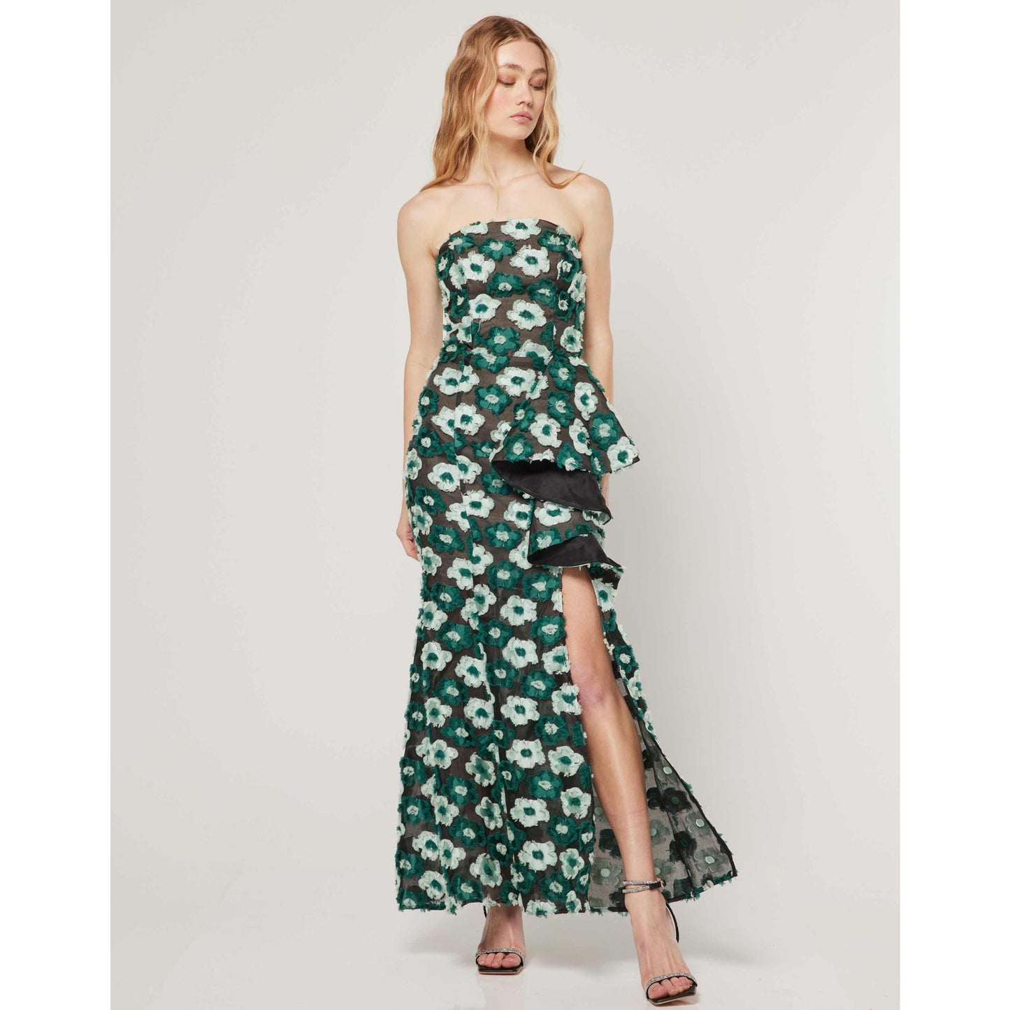 Elliatt Flora Print Strapless Georgina Hi-Slit Maxi Dress Women's