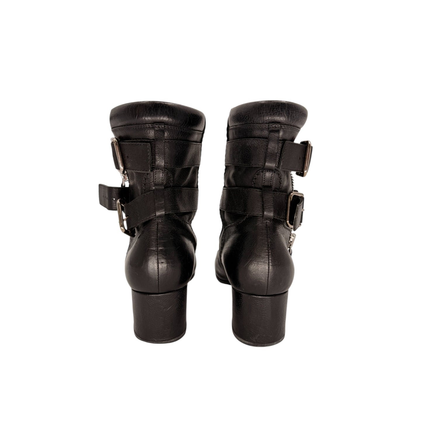 Chanel Leather Interlocking CC Logo Ankle Moto BIker Boots