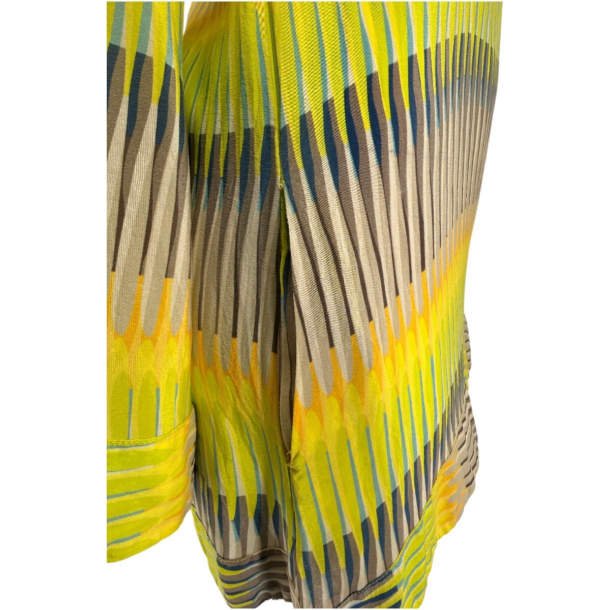 Alexis Silk Geometric Stripe Bell Sleeve Tunic Blouse