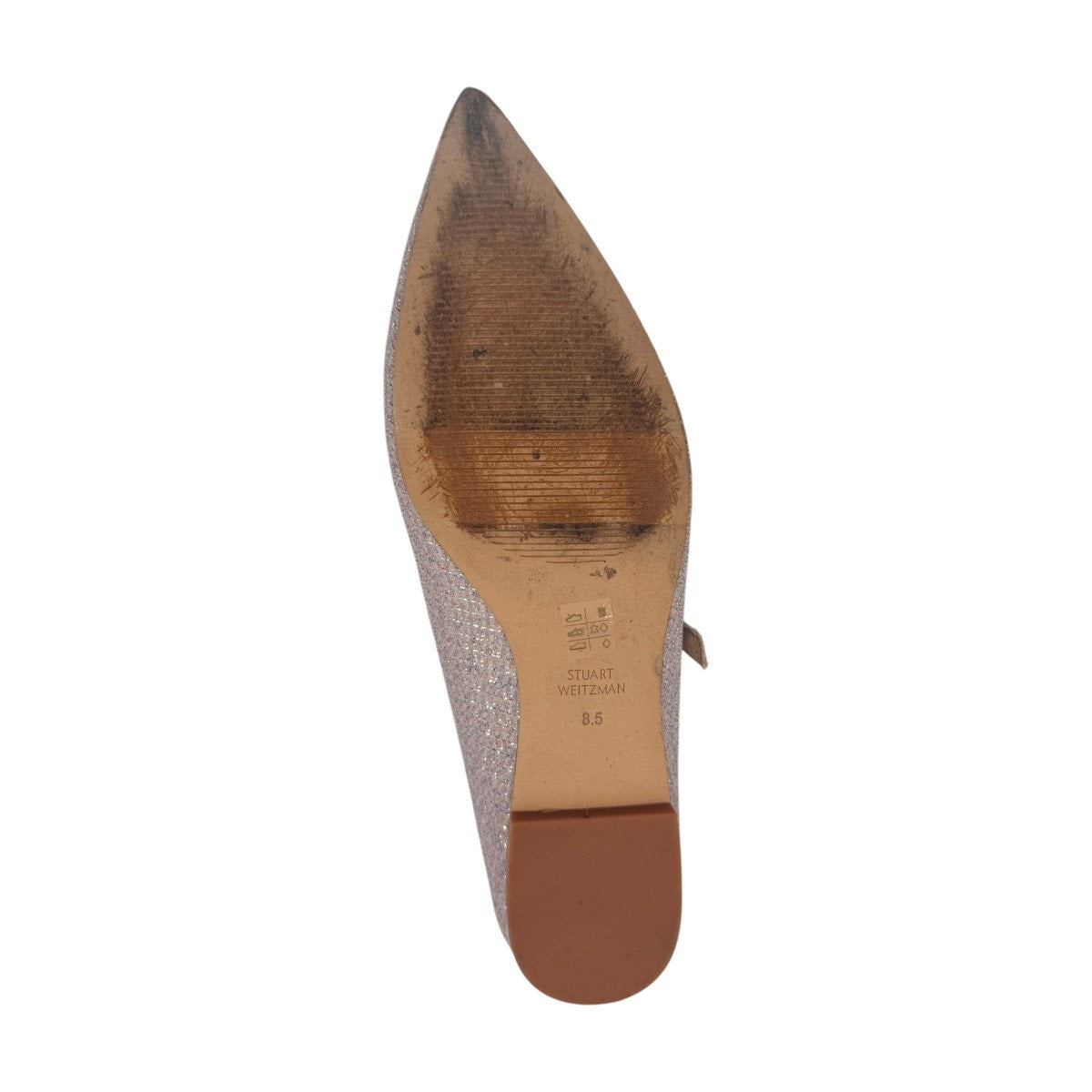 Stuart Weitzman Dazzle Flat Glitter Pointed Toe Mary Jane Flats