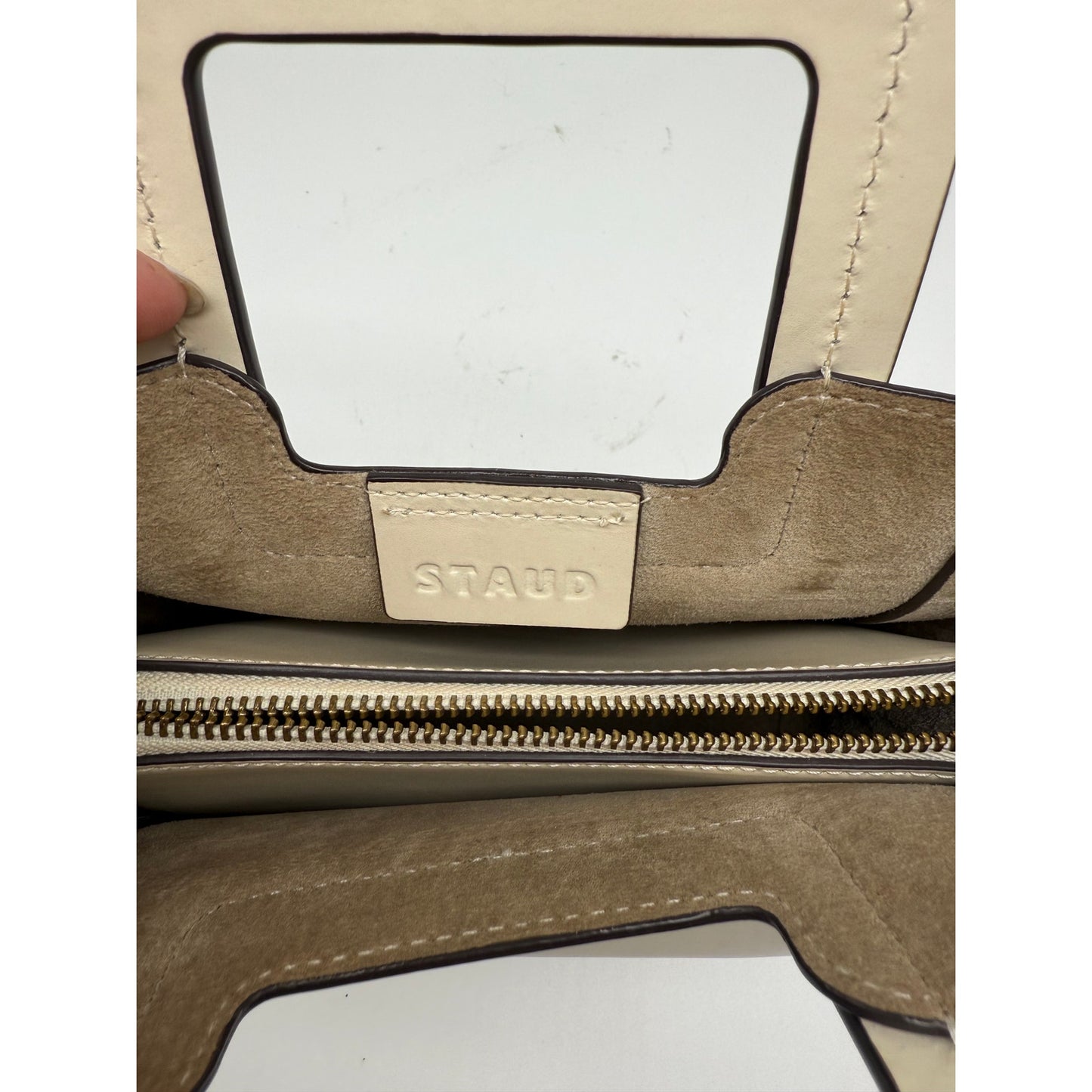 Staud Leather Mini Shirley Crossbody Bag Off-White