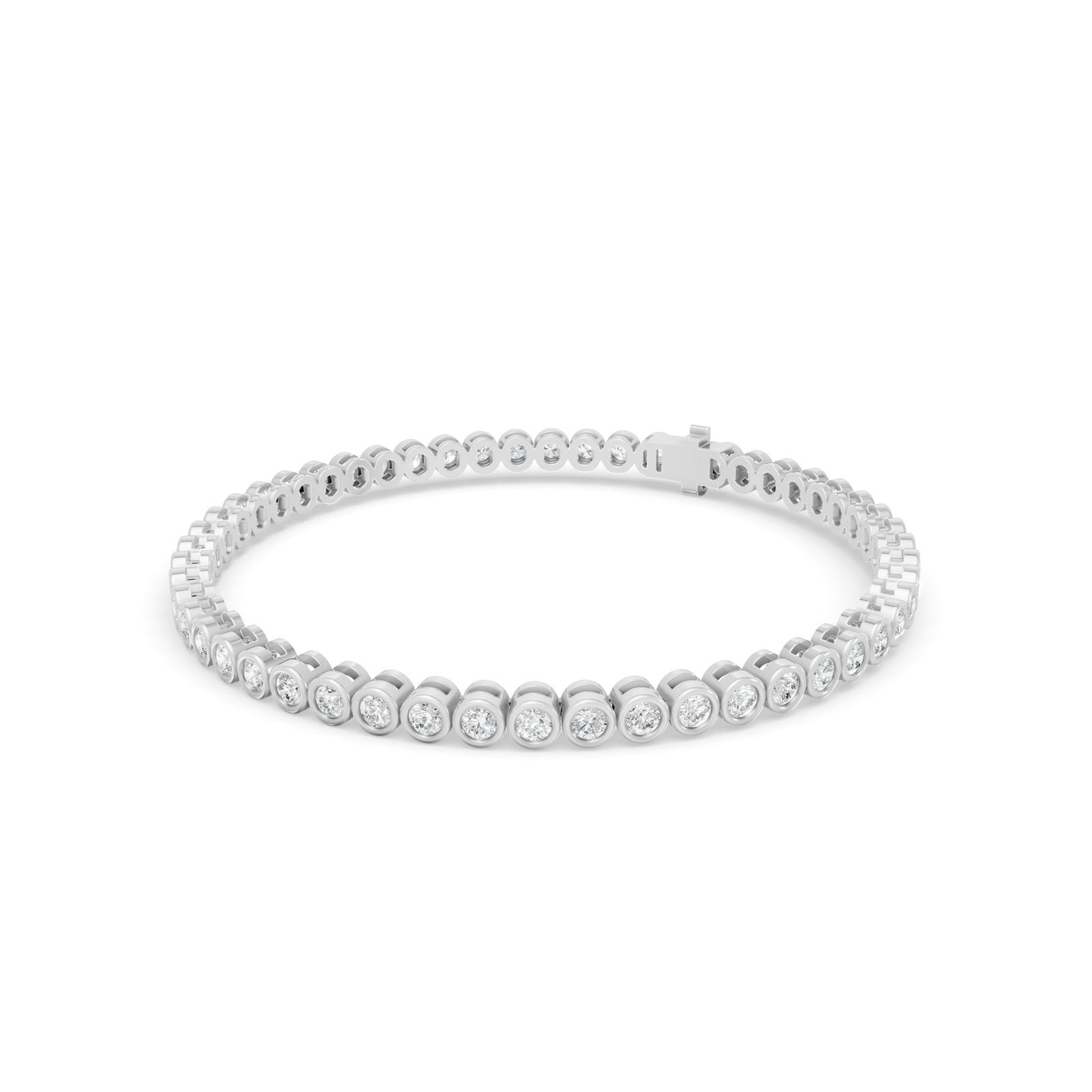 3.00 ctw Diamond Bezel 14K White Gold Tennis Bracelet