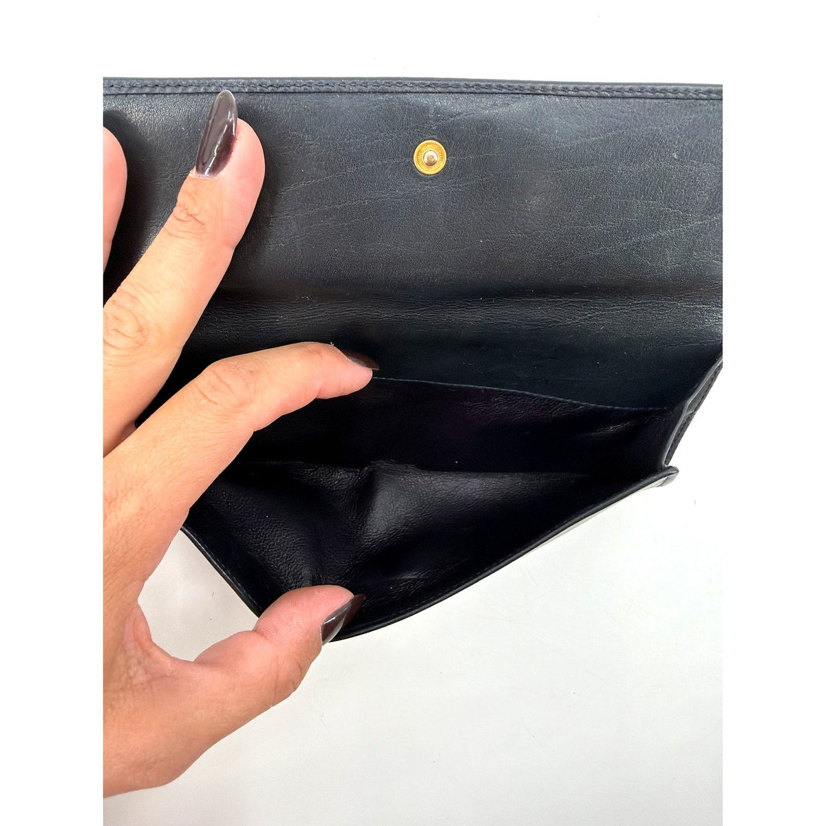 Gucci Black Leather Bamboo Accent Continental Long Wallet