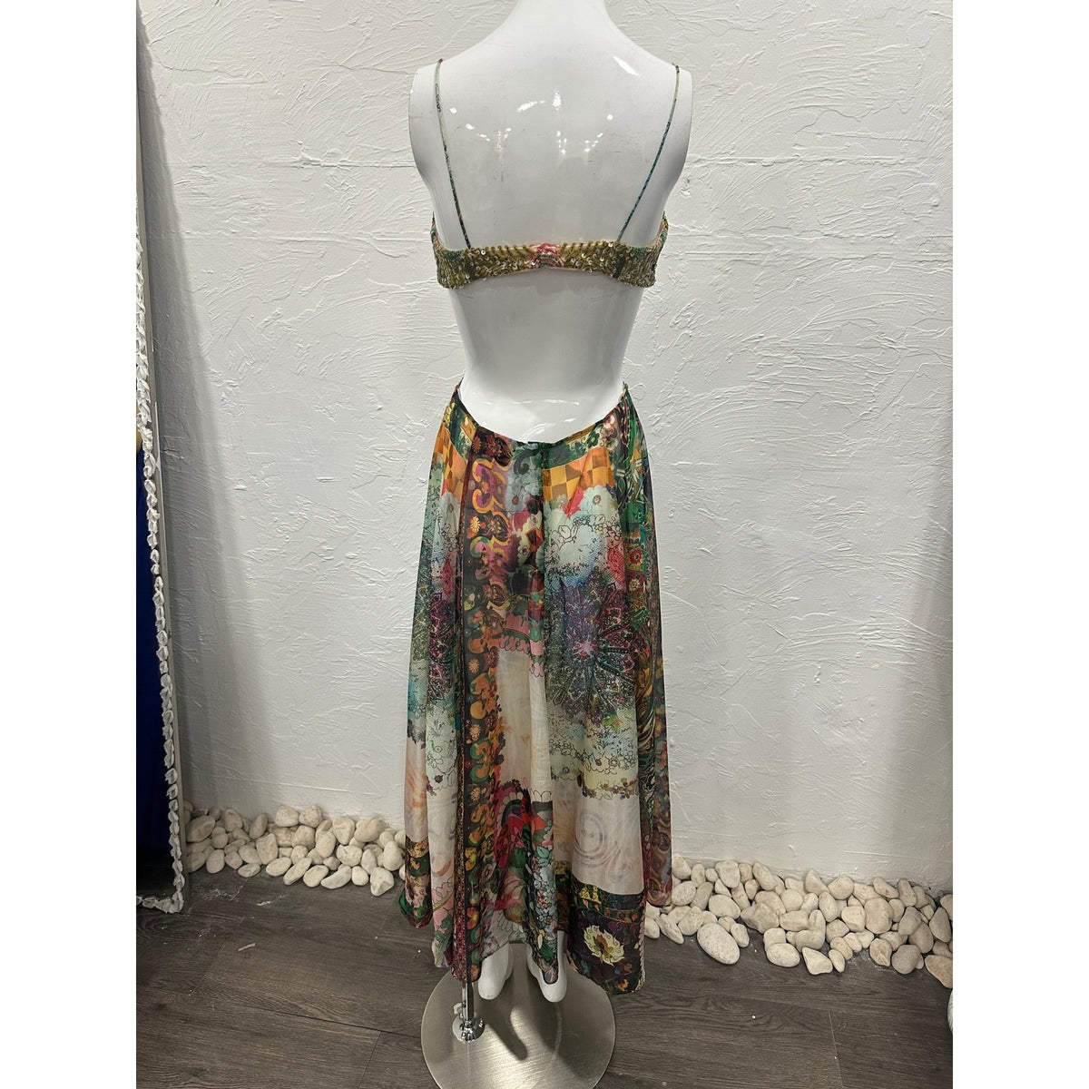 Alexis Sequined Paisley Print Cut-Out Pleated Maxi Dress