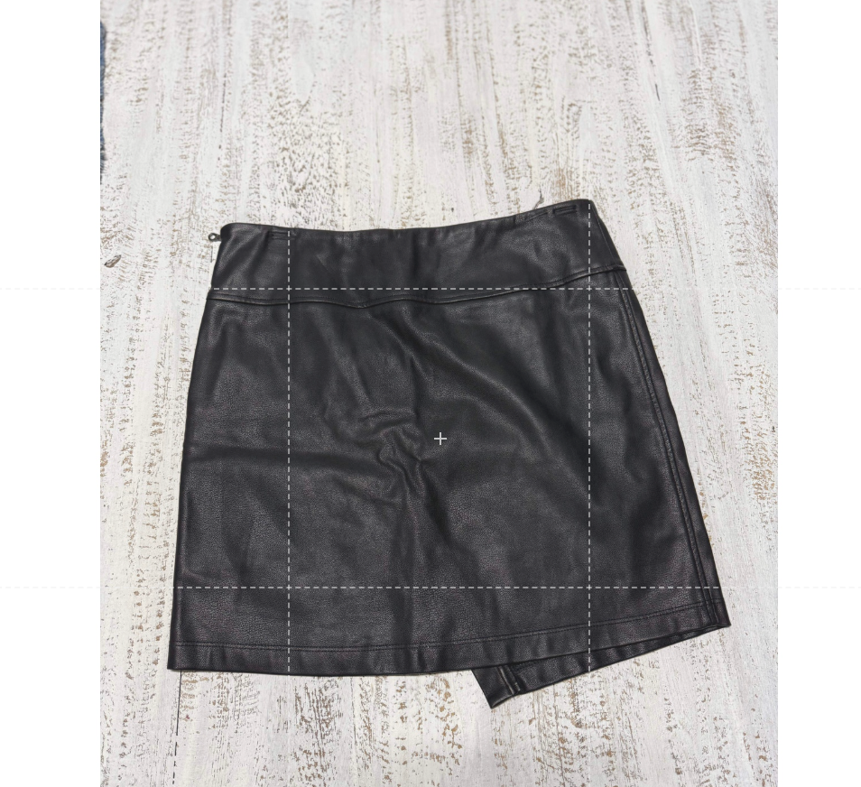 David Lerner Vegan Leather Asymmetrical Wrap Mini Skirt Classic Black Size S