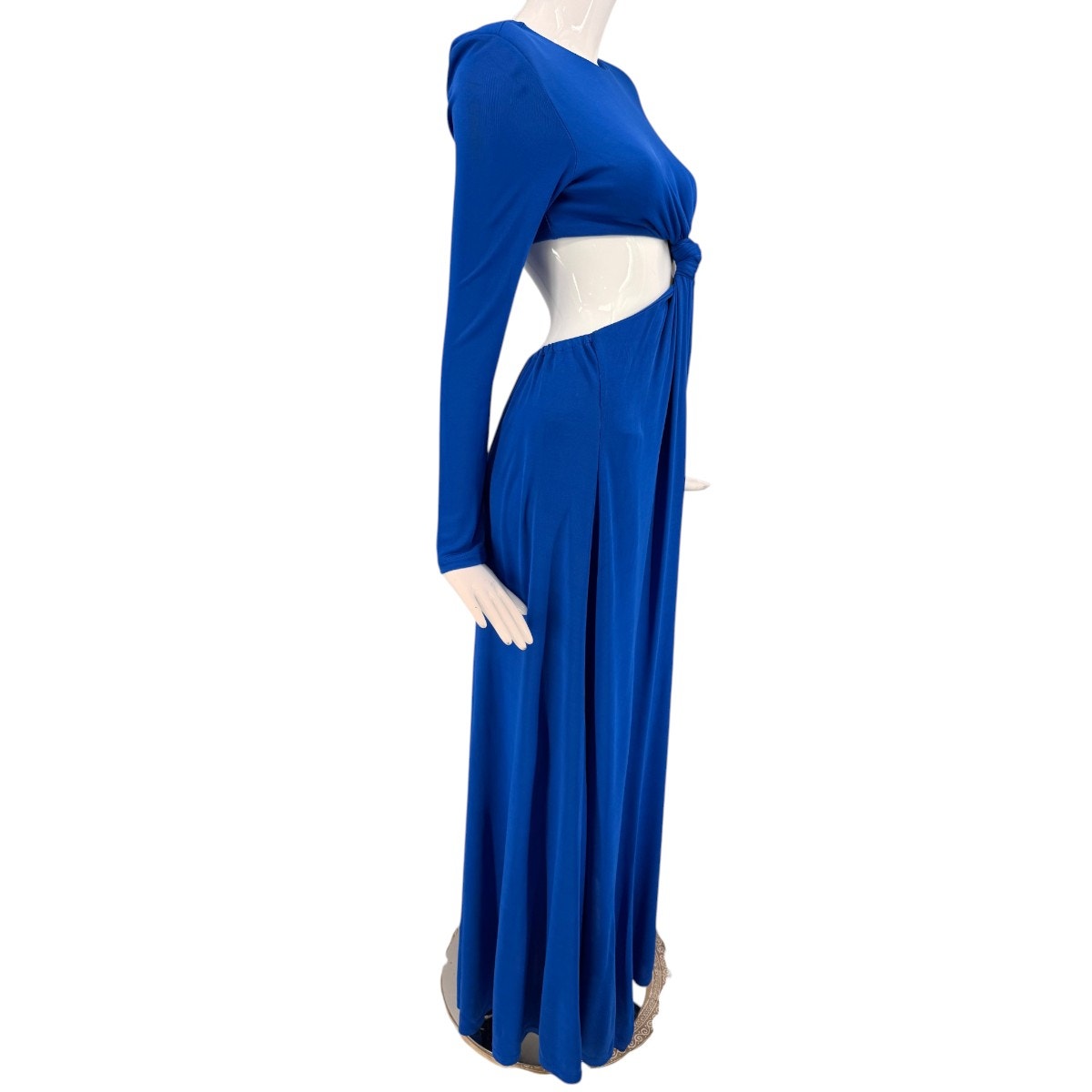 Farm Rio Knotted Cut-Out Round Neck Long Sleeve Maxi Dress