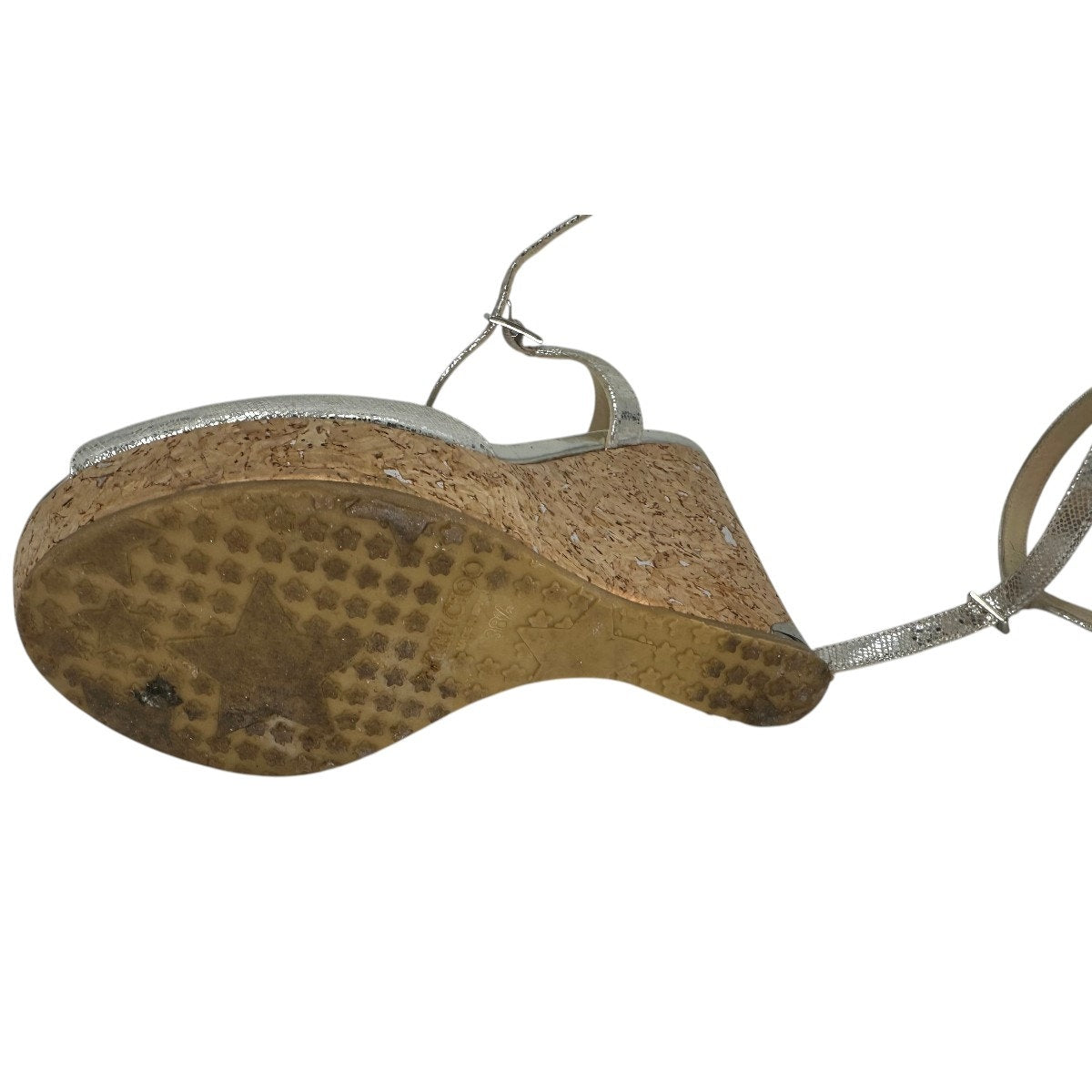 Jimmy Choo Metallic Leather Cork Wedge Sandals