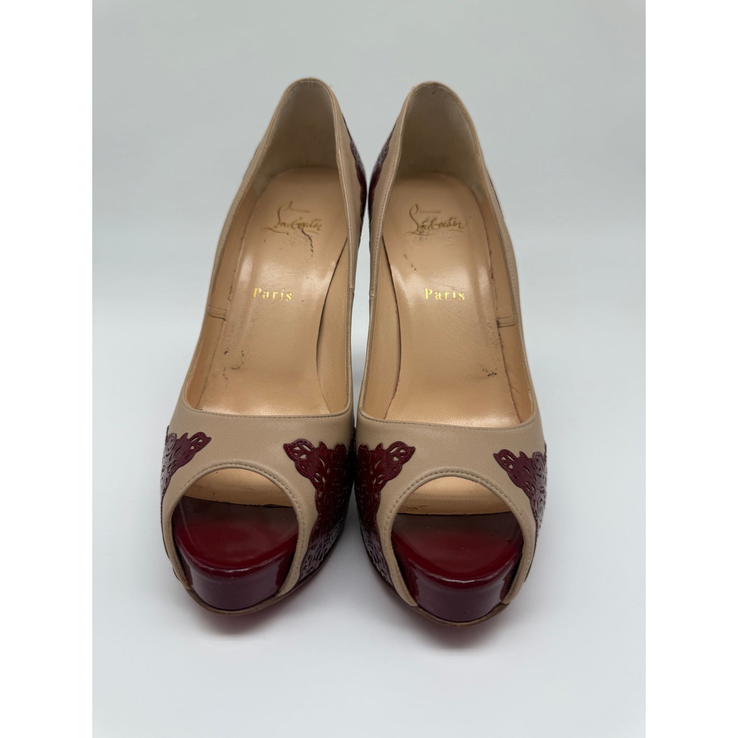 Christian Louboutin Leather Floral Trim Patent Veramucha Pumps