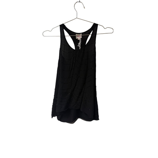 Parker Beaded Racerback Tank Top Black Embellished Women's XS NWT