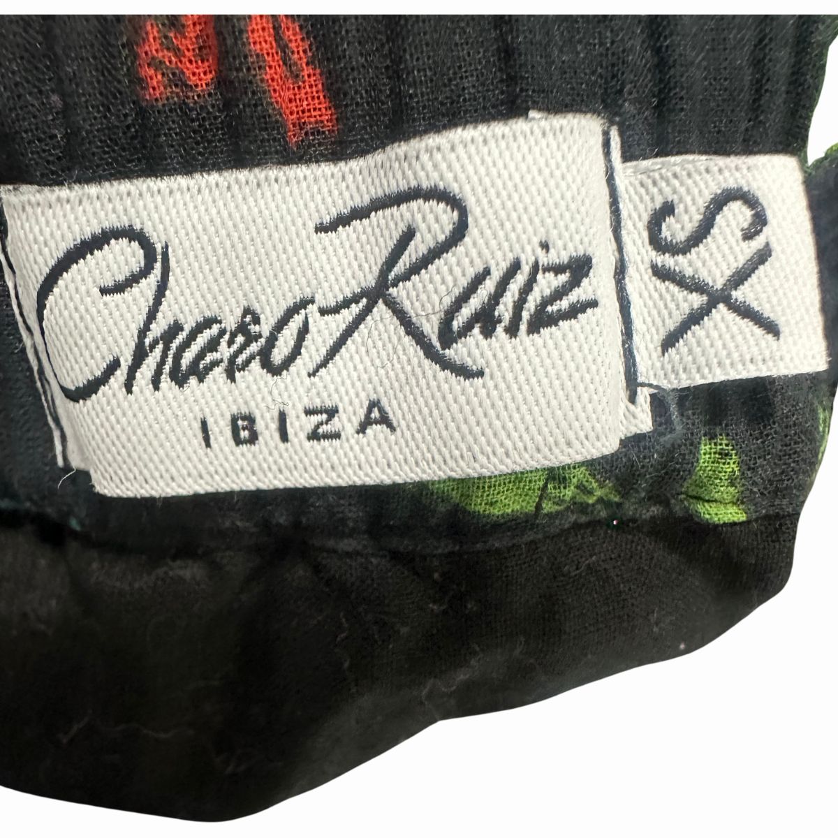 Charo Ruiz Ibiza Eibis Mini Skirt Black Floral Print Lace Trim