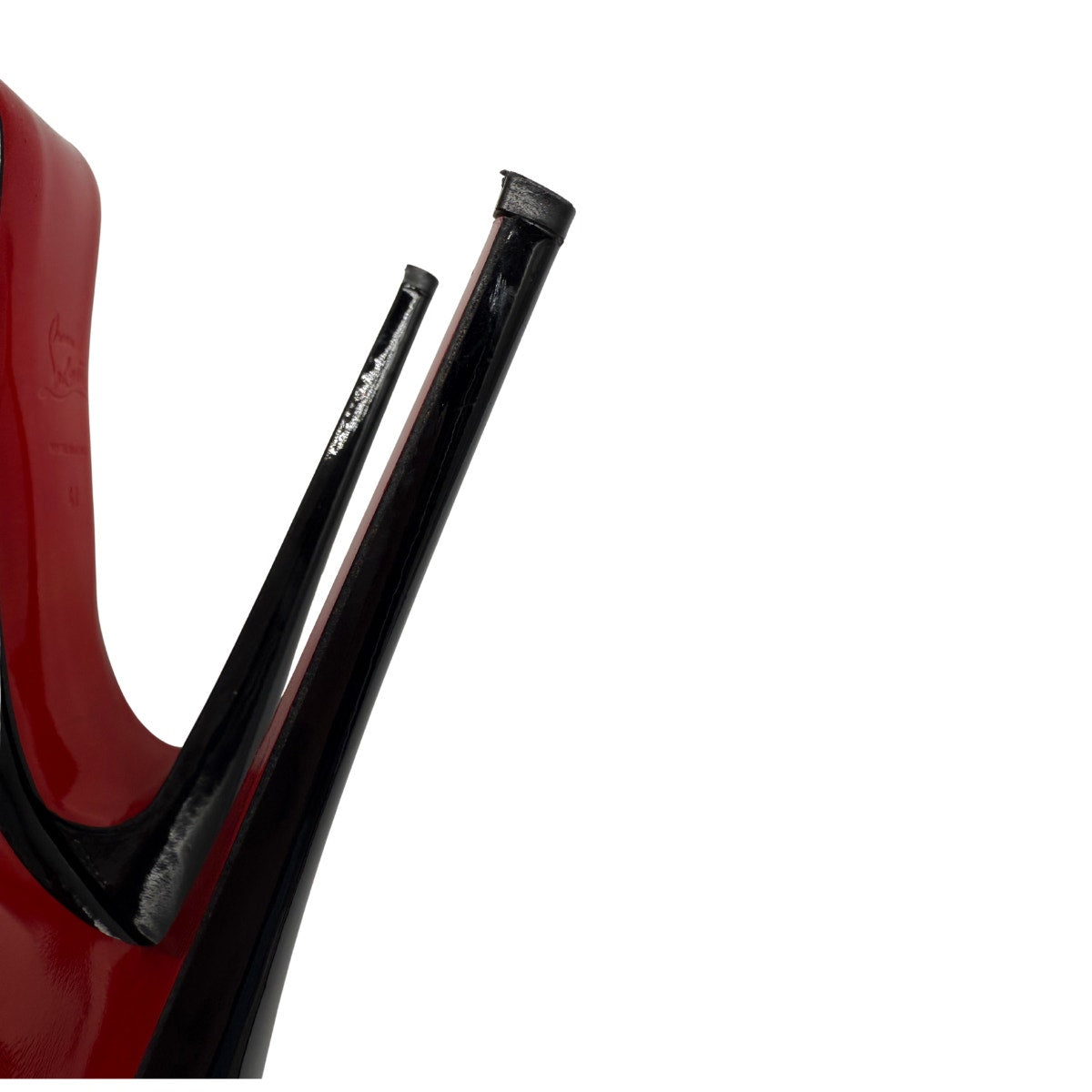 Christine Louboutin Patent Leather Lady Z Peep Toe Pump Heels