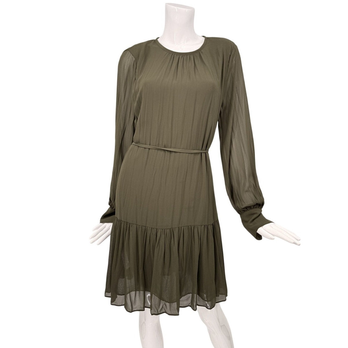 Mango Pleated A-Line Long Sleeves Mini Dress