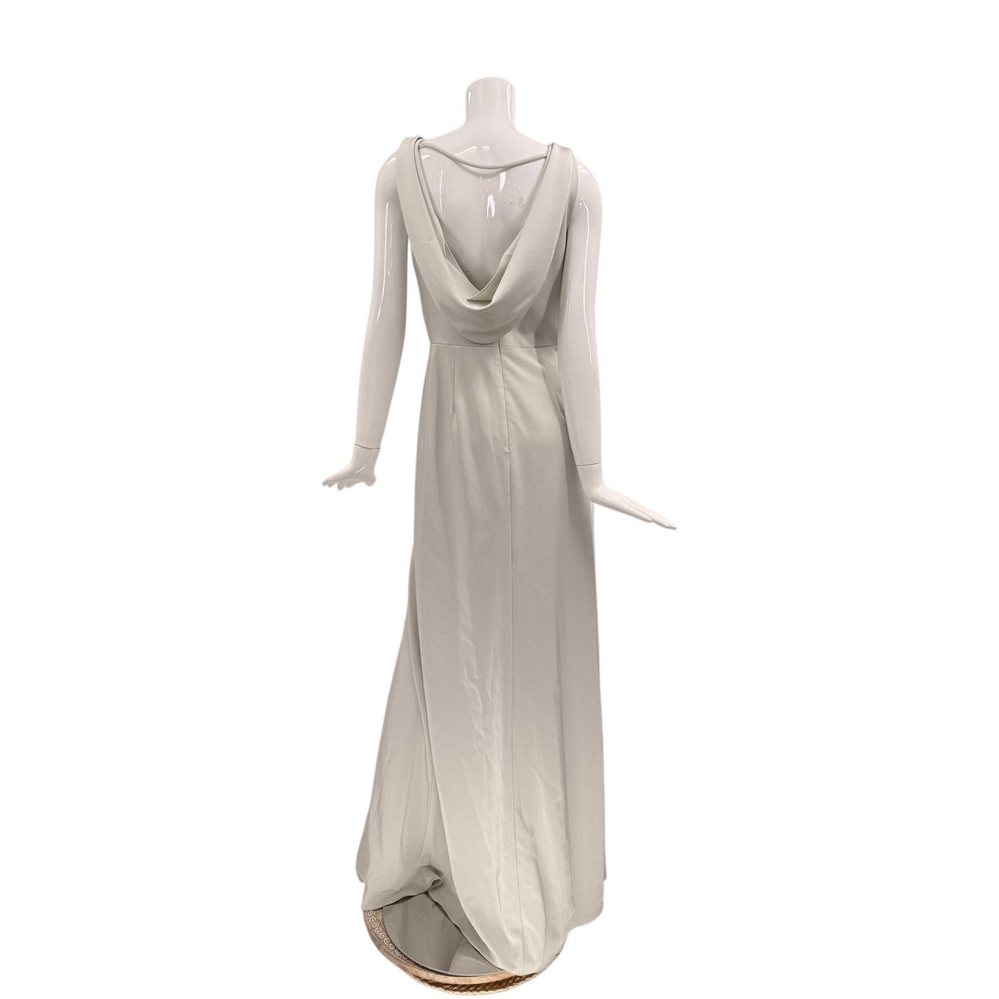 Marchesa Notte V-Neck Cowl Detail Sleeveless Maxi Gown Grey Women's Size 10