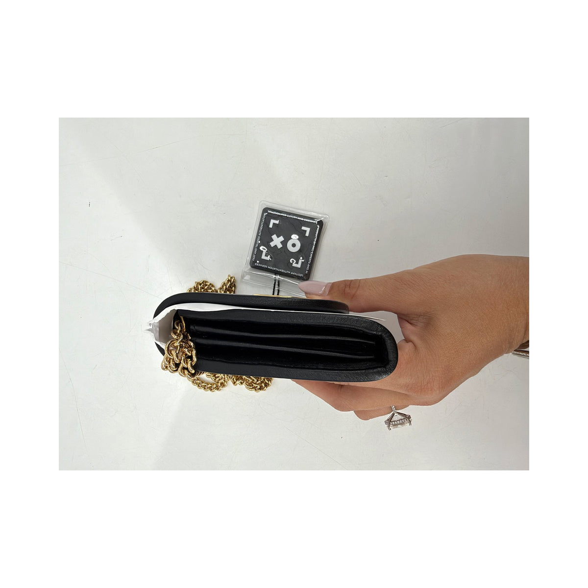 Gucci Blondie Black Leather Chain Wallet Crossbody Gold G New Box Dust Bag