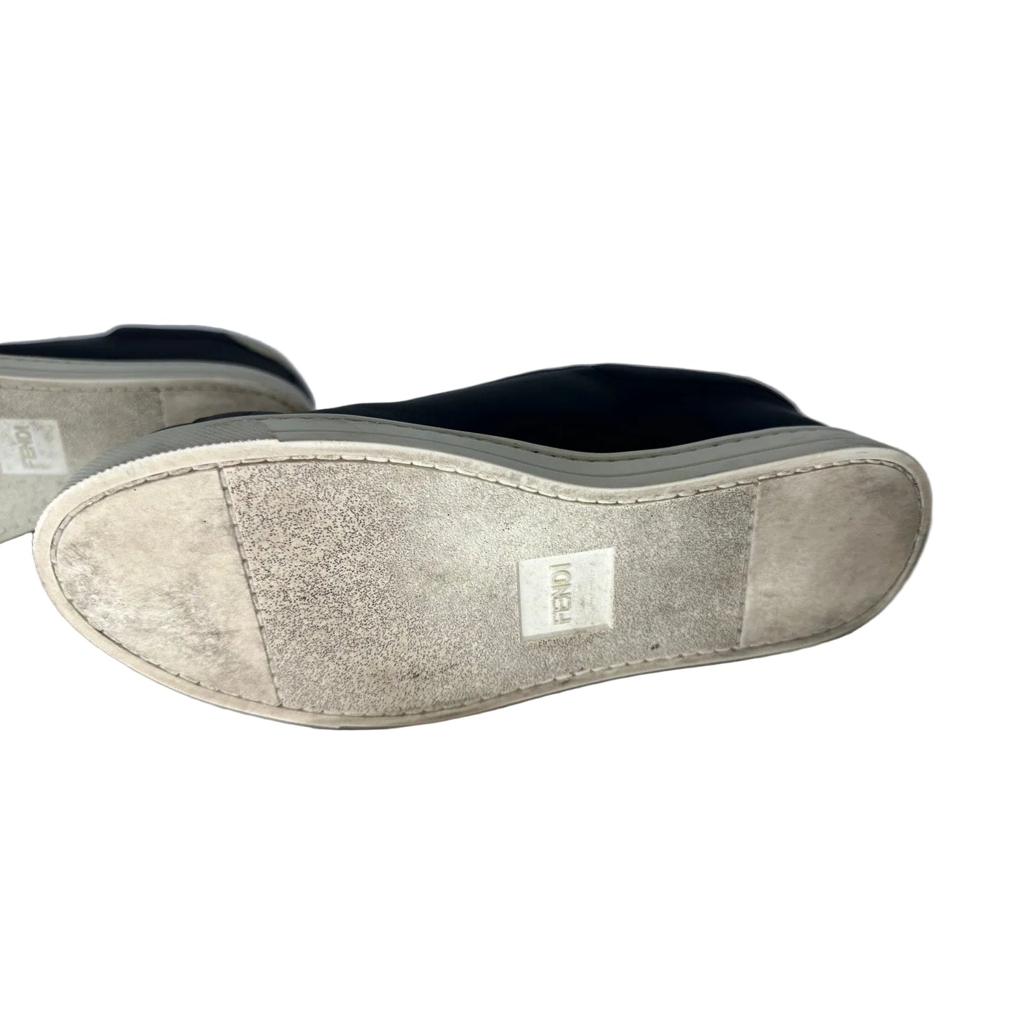 Fendi Leather Knit Logo Rockoclick Slip On Sneakers
