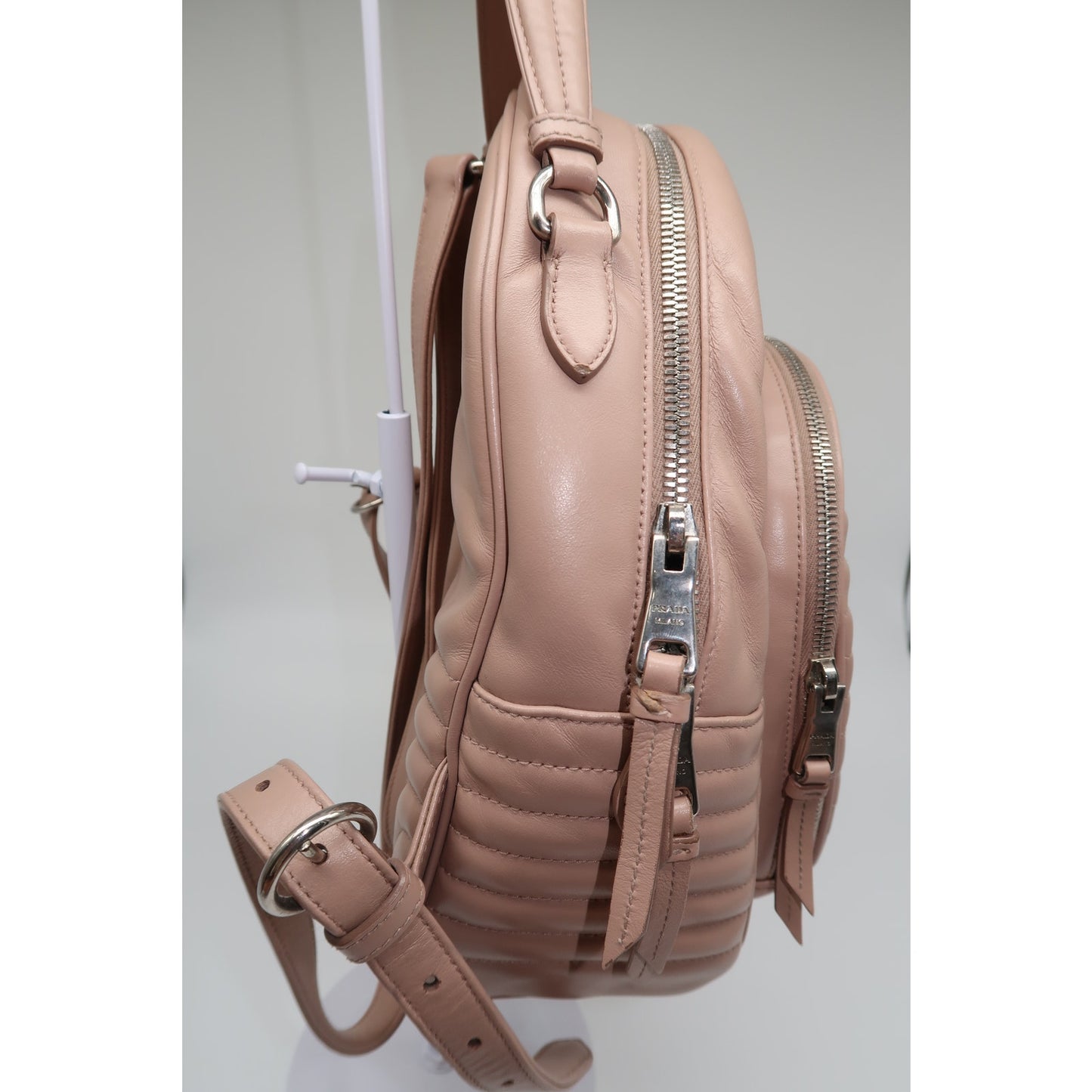 Prada Milano Diagramme Leather Logo Accent Zip-Around Backpack