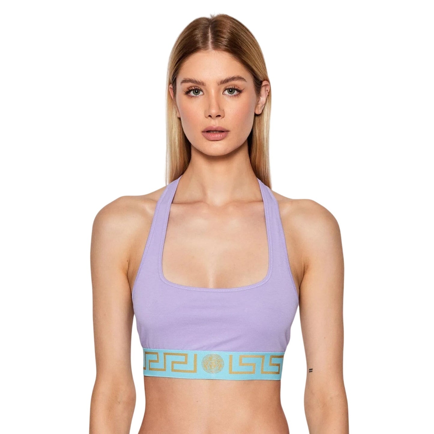 Versace Greca Border Pullover Racerback Sports Bra