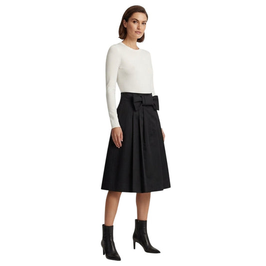 RED Valentino Silk Blend Bow Front Pleated A-Line Midi Skirt