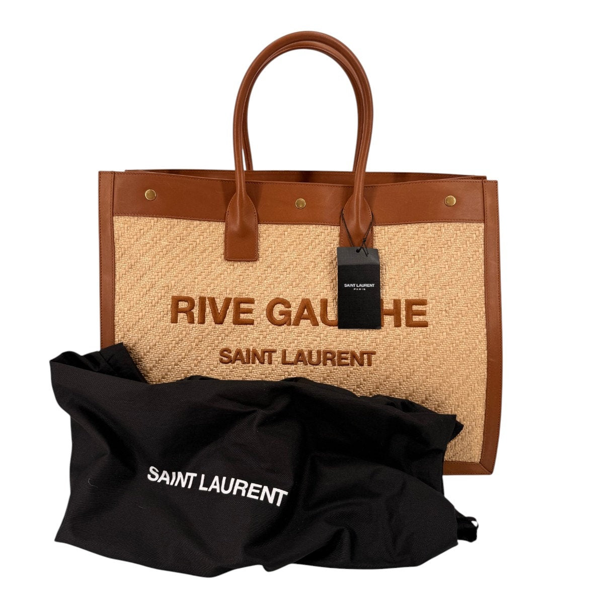 Saint Laurent Rive Gauche Raffia Leather Tote Bag