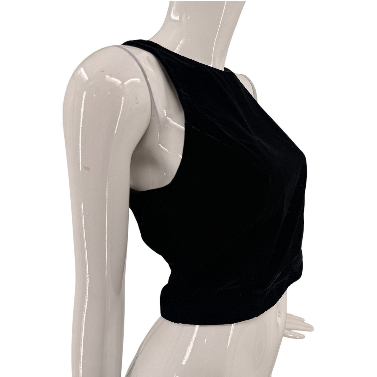 Sachin & Babi Noir Velvet Sleeveless Back Zip Cropped Top