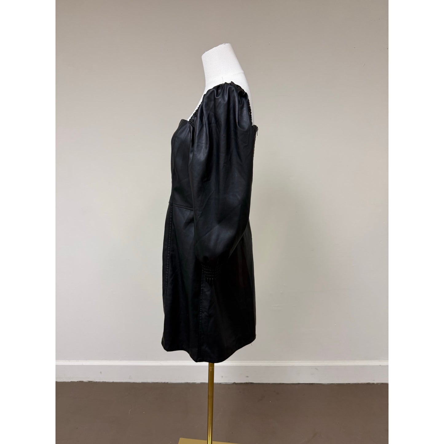 Avec Les Filles Faux Leather Corset Mini Dress Puff Sleeves Women's
