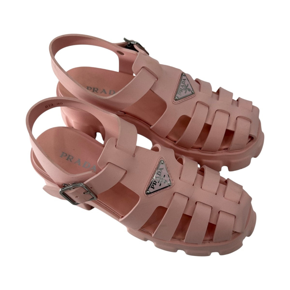 Prada Rubber Caged Monolith Slingback Platform Sandals