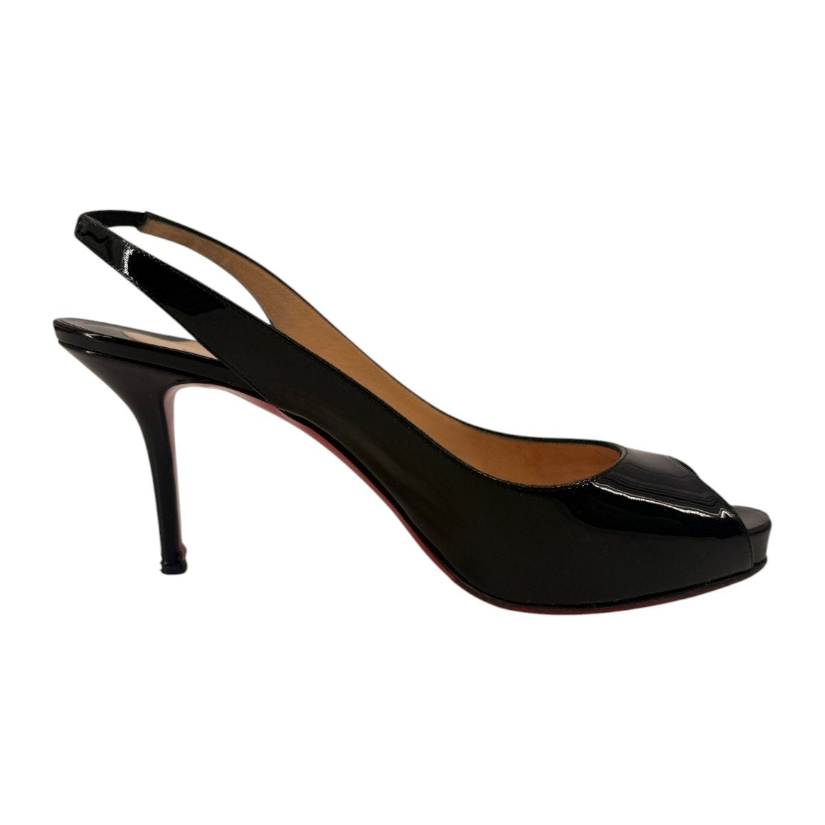 Christian Louboutin Patent Leather Peep Toe Slingback Pumps B