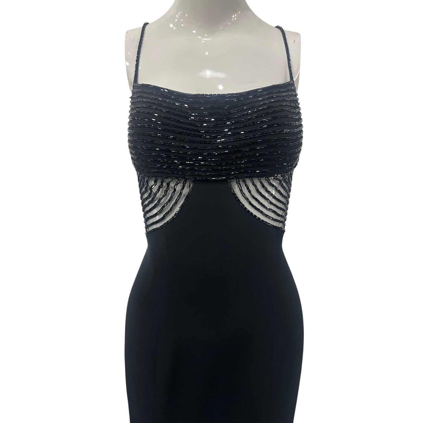 Niteline by Della Roufogali Black Beaded Strappy Formal Maxi Dress