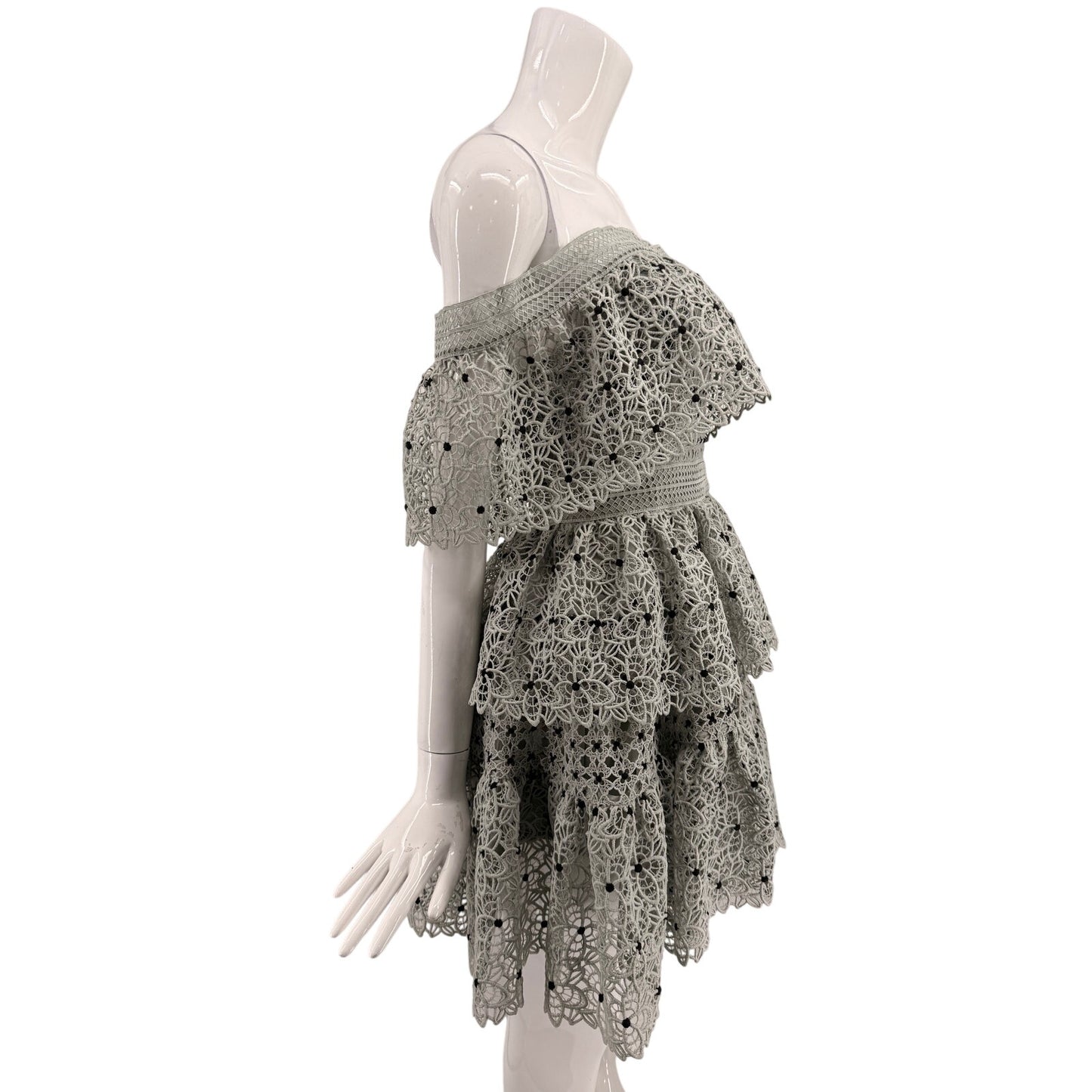 Self-Portrait Guipure Lace Floral Off-Shoulder Mini Dress