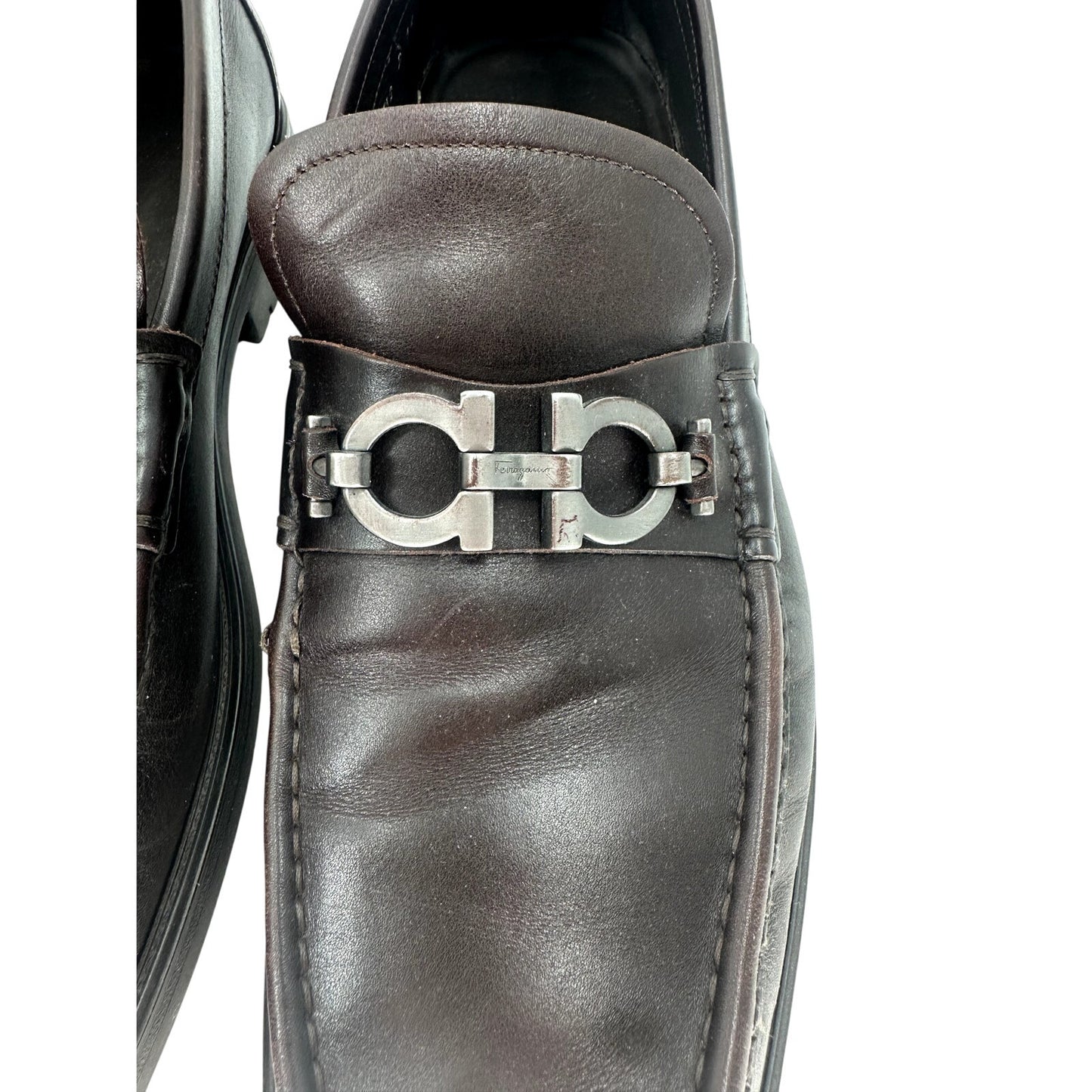 Salvatore Ferragamo David Gancini Leather Lug Sole Loafers