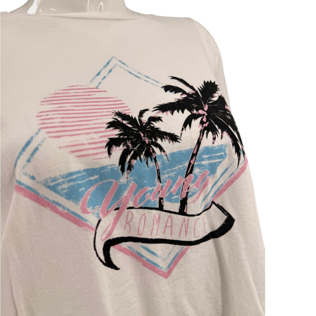 Saint Laurent White Young Romance Graphic Cropped T-Shirt Women's Size XS