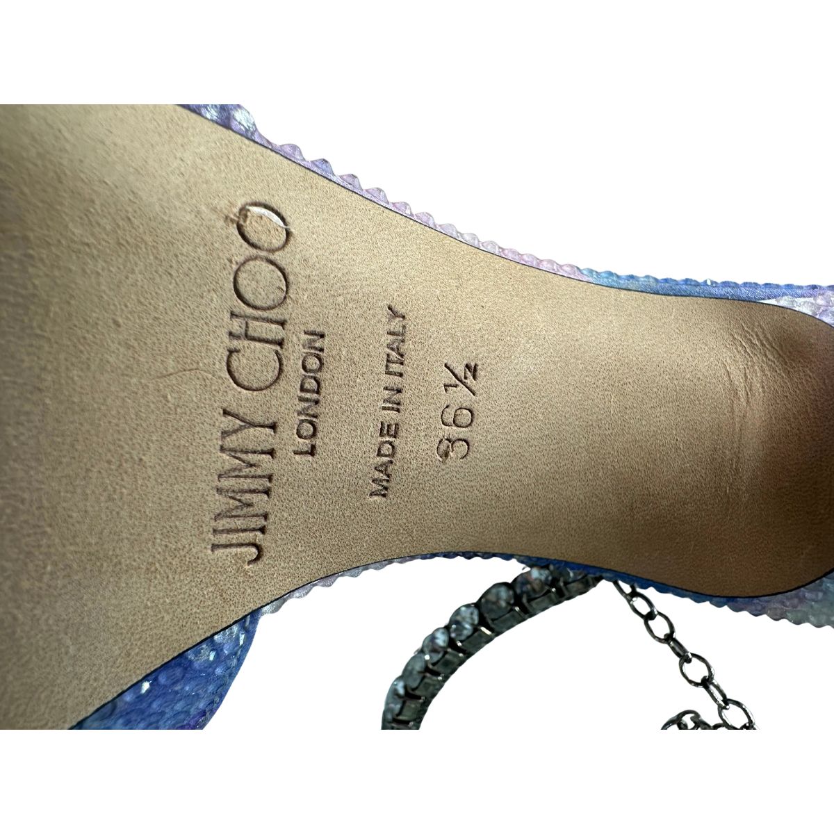 Jimmy Choo Silk Crystal Saeda Ankle Strap Pointed Pumps Heels