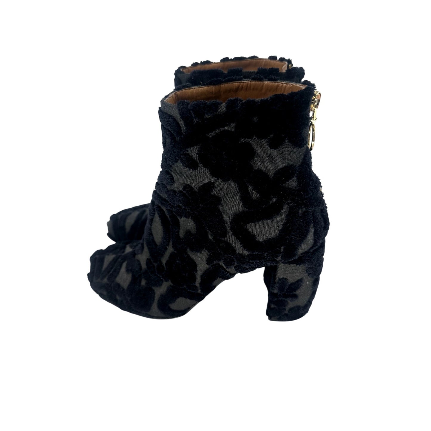 Stella McCartney Velvet Brocade Block Heel Ankle Boots