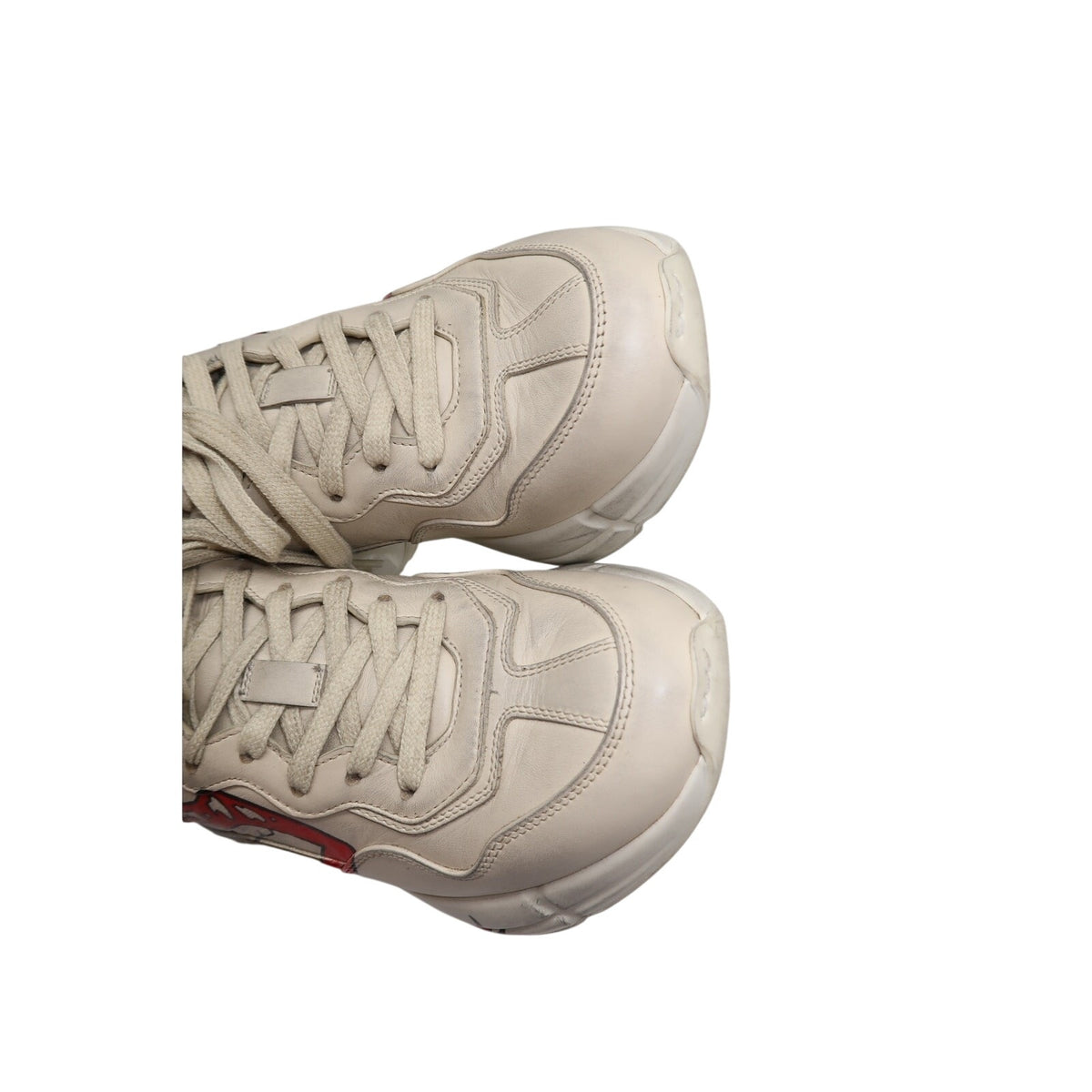 Gucci Rhyton Ivory Leather Mouth Print Lace-Up Low-Top Sneakers