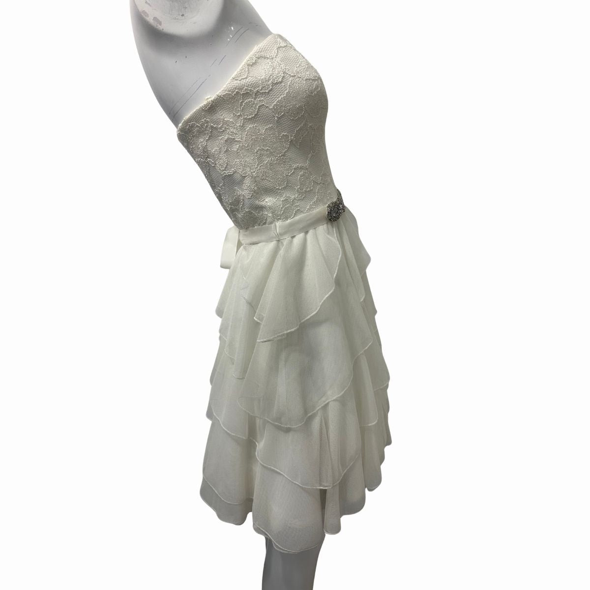 Love Reign Rhinestones Studded Ruffle Tulle Mini Dress Women's