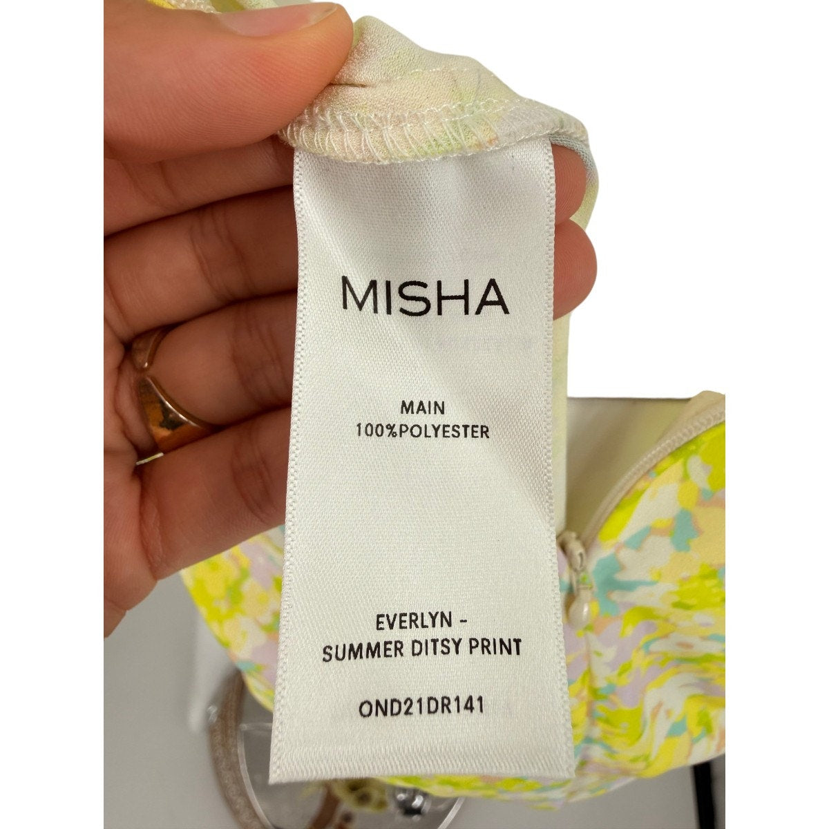 Misha Summer Ditsy Print Everlyn Front Tie Cut-Out Midi Dress