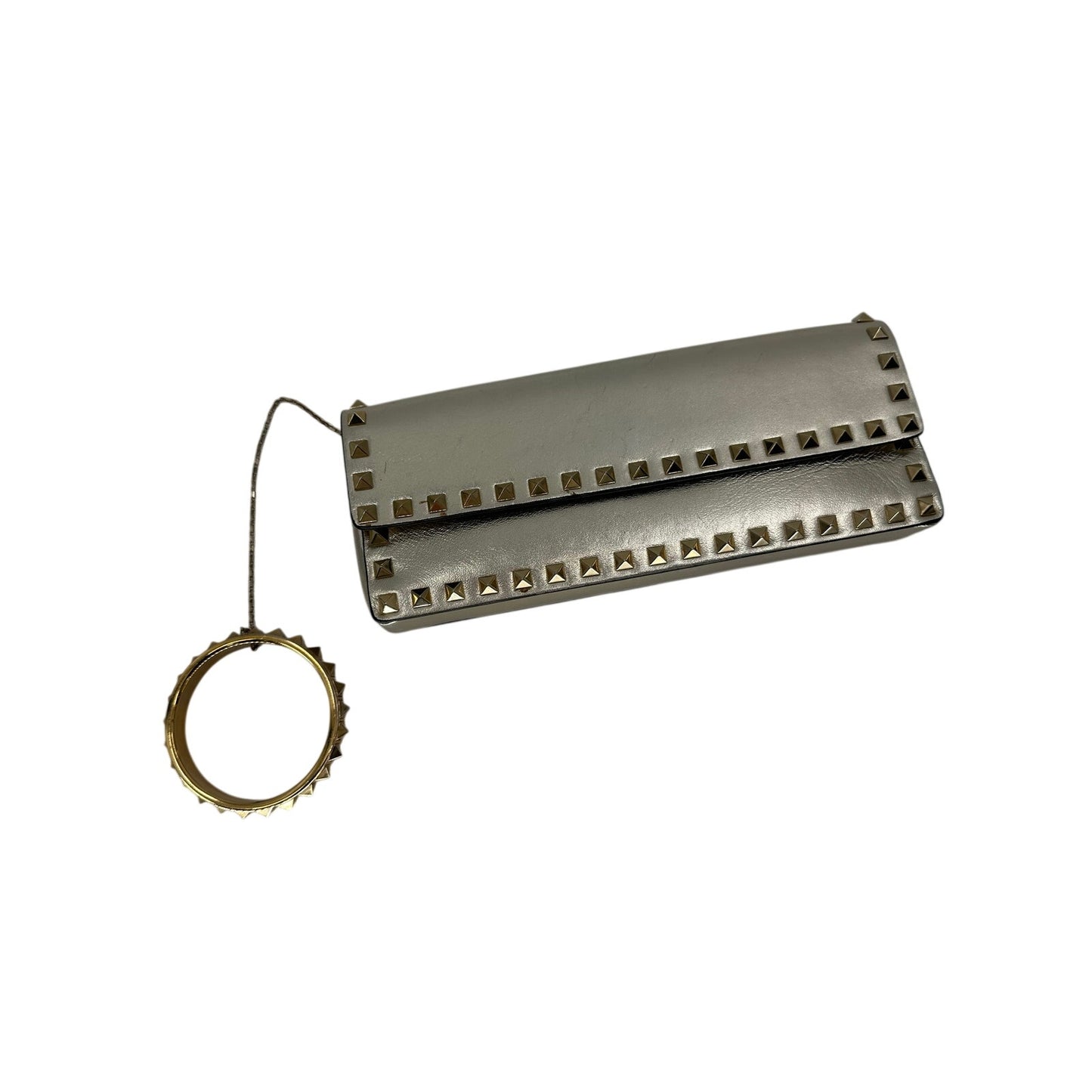 Valentino Garavani Metallic Leather Rockstud Bracelet Clutch Bag