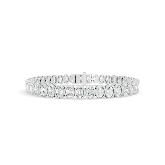 7.04 ctw Diamond Oval Bazzel Braclate 14K White Gold Tennis Bracelet