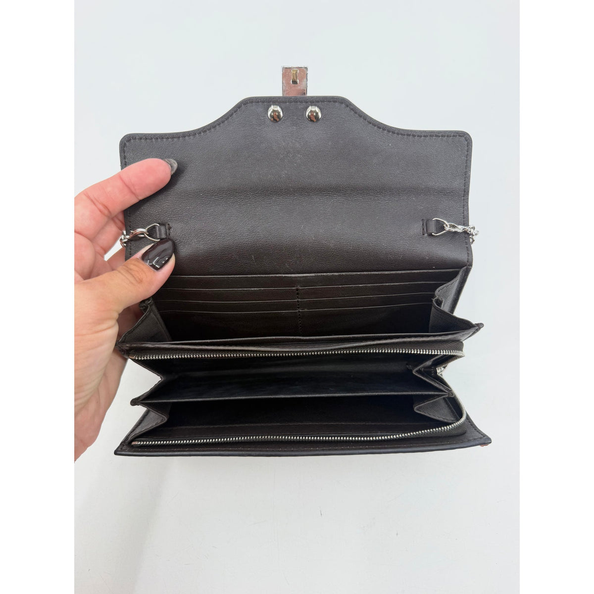 Gucci Python Snakeskin Flap Wallet Brown Silver Turnlock