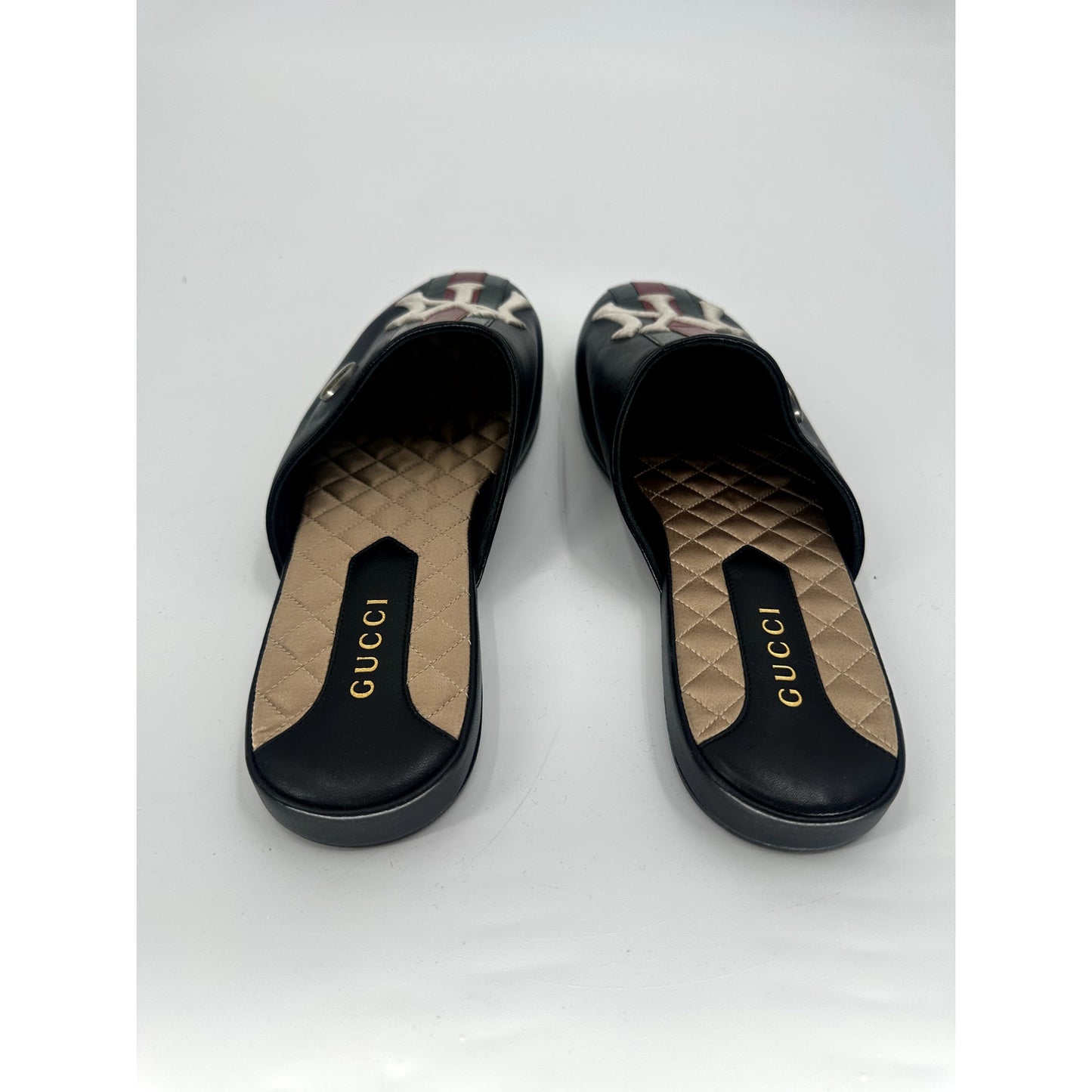 Gucci X NY Yankees Leather Logo Slip-On Slipper Mules