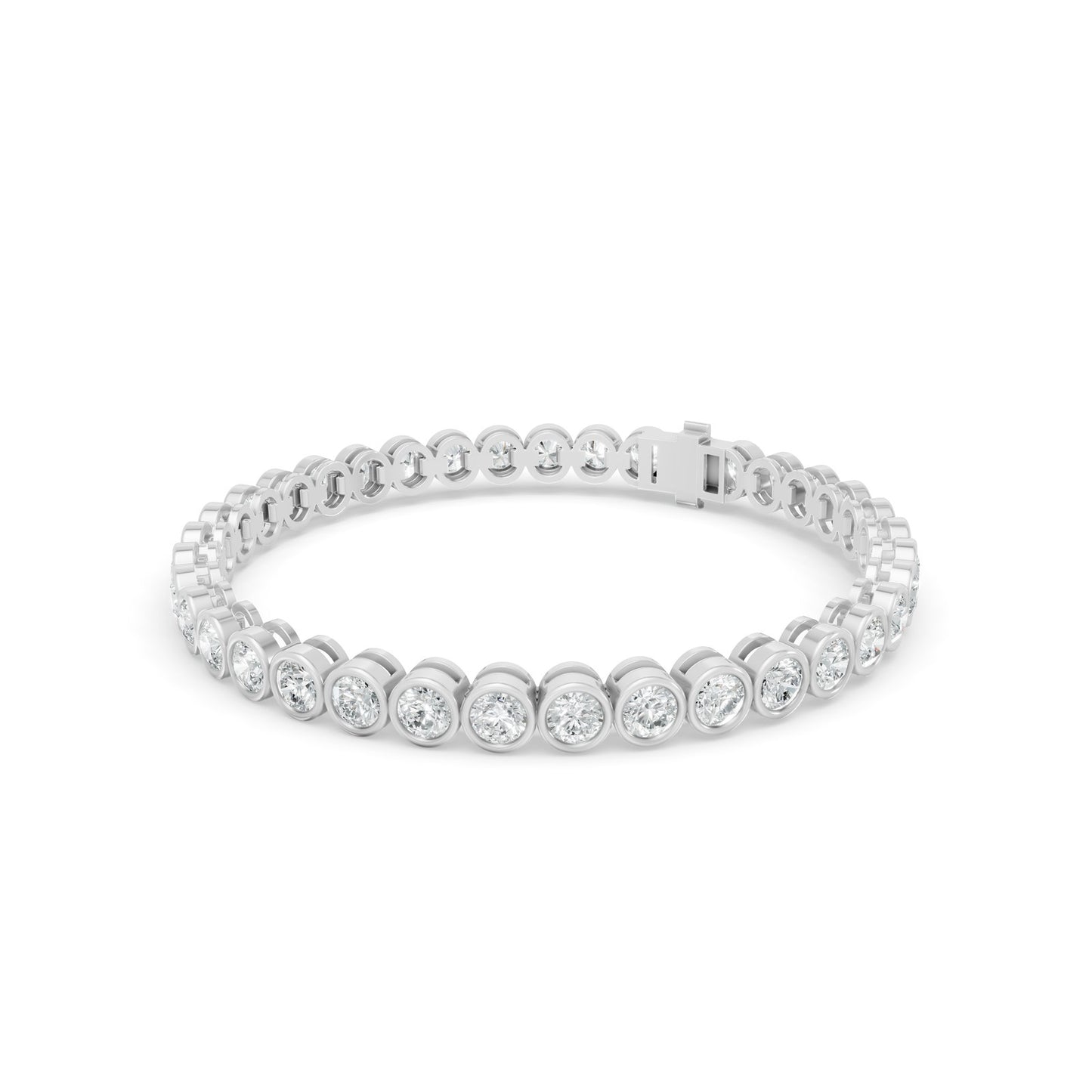 6.99 ctw Diamond Bezel 14K White Gold Tennis Bracelet