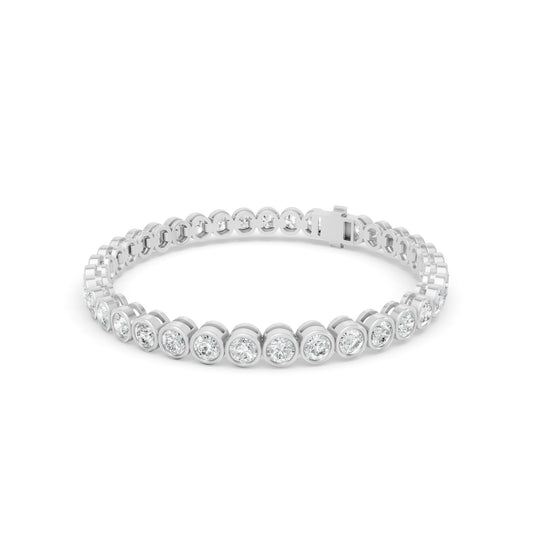 6.99 ctw Diamond Bezel 14K White Gold Tennis Bracelet