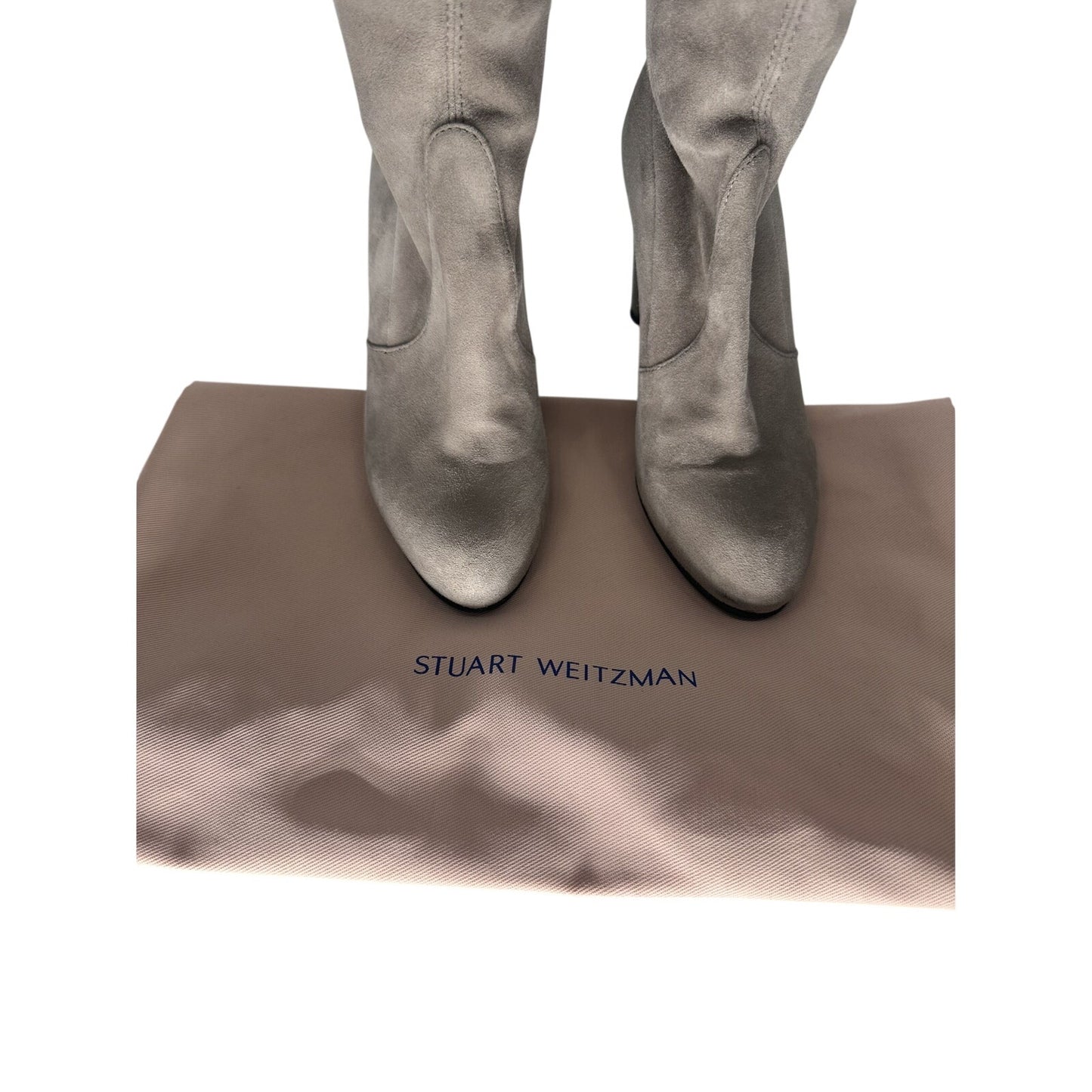 Stuart Weitzman Suede Highland Over-The-Knee Heeled Boots Gray Women's Size 5.5