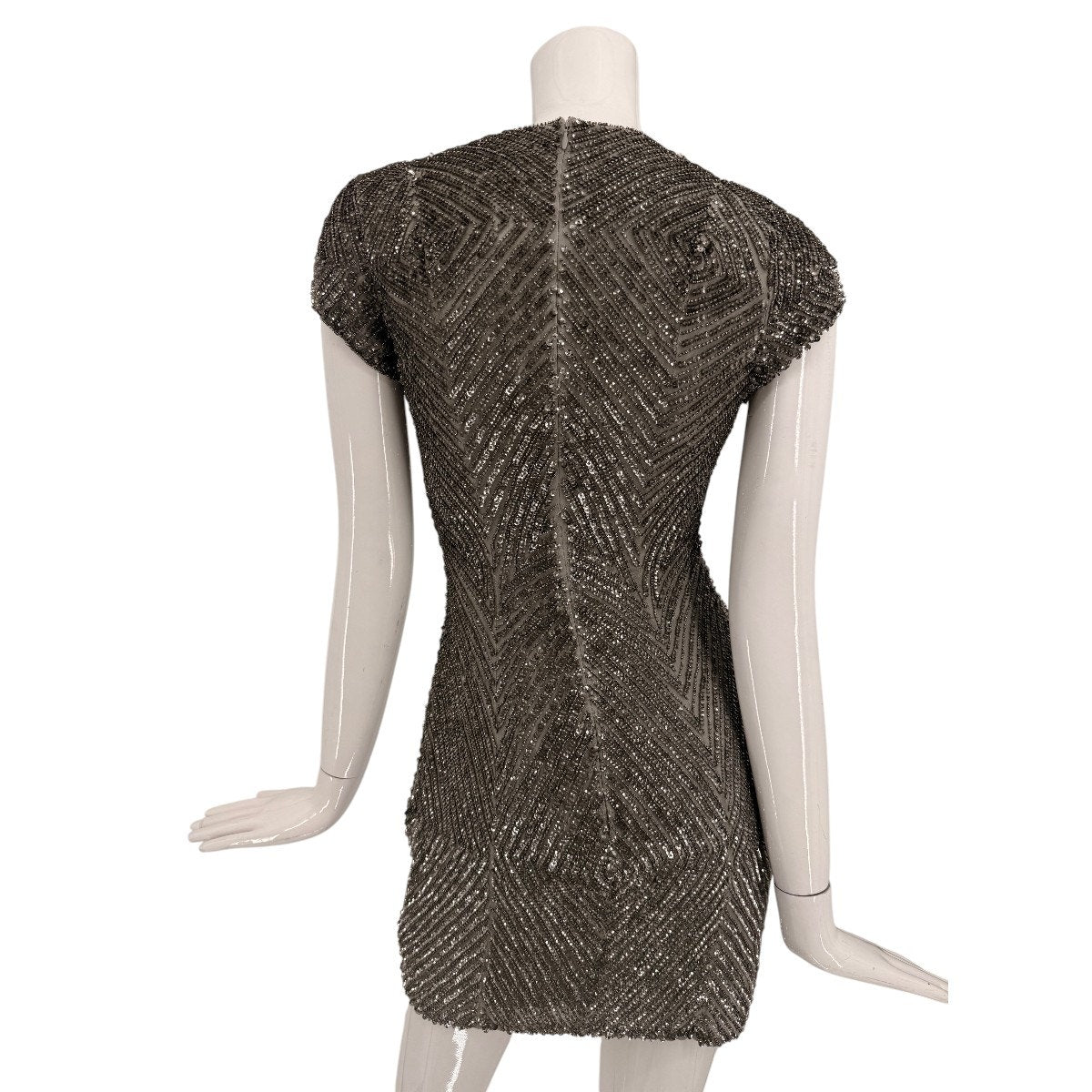 Parker Gray Ombre Sequin Silk Short Sleeve Cocktail Party Mini Dress Size Small