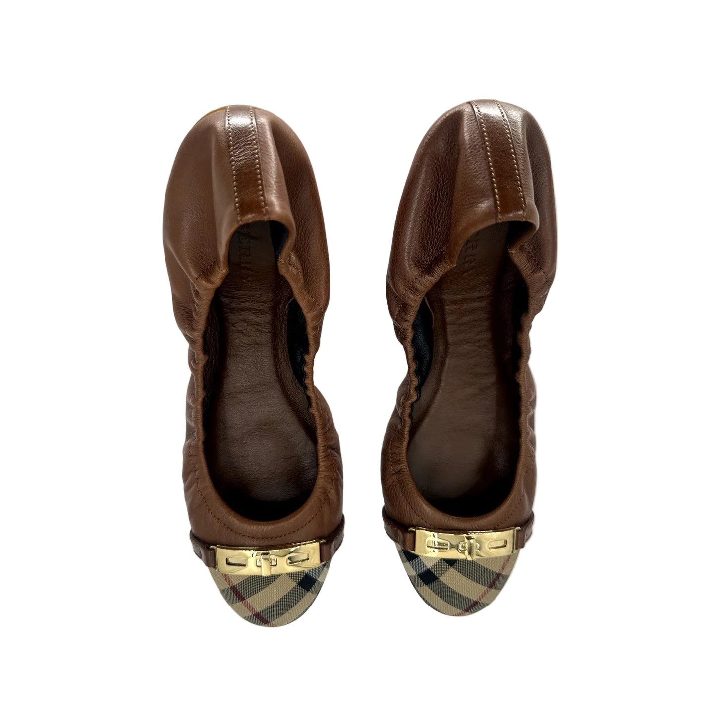 Burberry Leather Nova Check Canva Ballet Flats